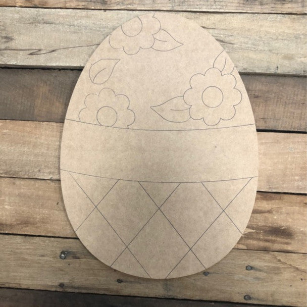 Flowers and Banner Easter Egg - Wood Shape 10" Find top quality MDF wood craft cut outs for decoupage. Wooden shapes make great home décor projects