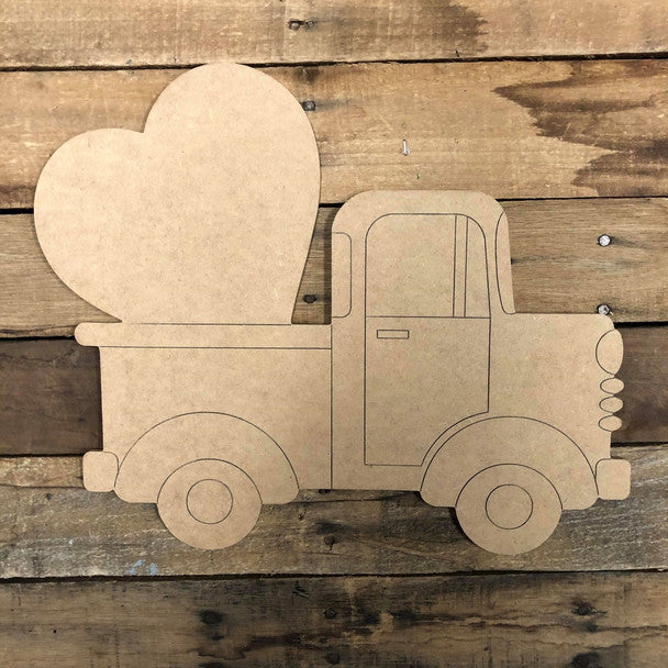 Heart Truck - Wood Shape 10" Find top quality MDF wood craft cut outs for decoupage. Wooden shapes make great home décor projects