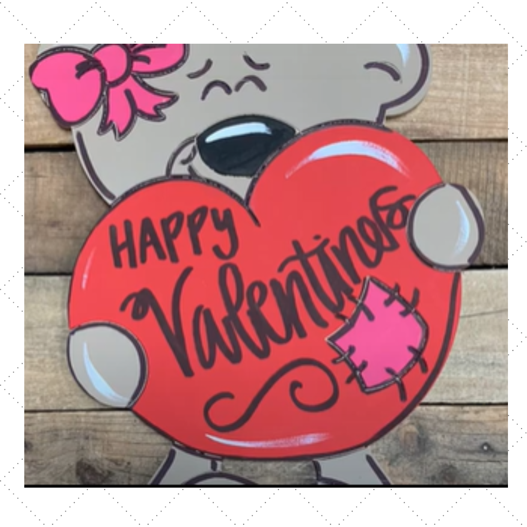 Heart Bear with Bow Cutout - Wood Shape 10" Find top quality MDF wood craft cut outs for decoupage. Wooden shapes make great home décor projects