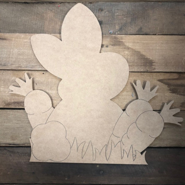 Bunny with Carrots - Wood Shape 10" Find top quality MDF wood craft cut outs for decoupage. Wooden shapes make great home décor projects