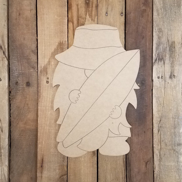 Beach Gnome with Surfboard - Wood Shape 12" Find top quality MDF wood craft cut outs for decoupage. Wooden shapes make great home décor projects