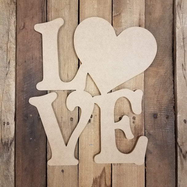 Beltorian Love with Heart  - Wood Shape 10" Find top quality MDF wood craft cut outs for decoupage. Wooden shapes make great home décor projects,