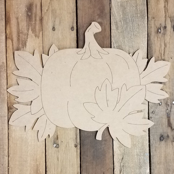 Pumpkin in Fall Leaves - Wood Shape 12" Find top quality MDF wood craft cut outs for decoupage. Wooden shapes make great home décor projects