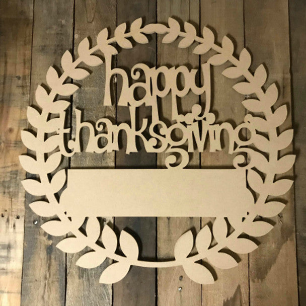 Roman Wreath Happy Thanksgiving - Wood Shape 12" Find top quality MDF wood craft cut outs for decoupage. Wooden shapes make great home décor projects